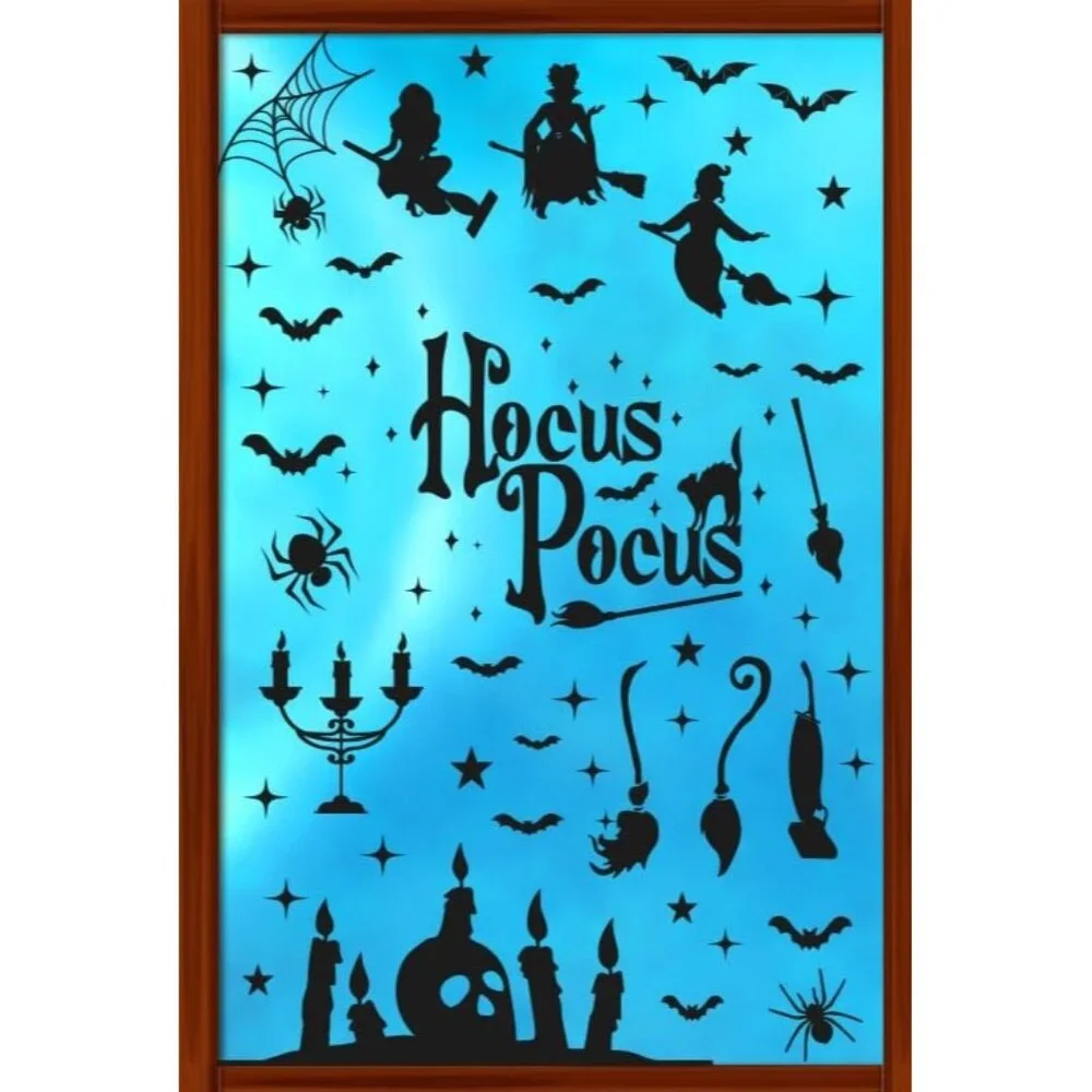 Hocus Pocus Decorations Halloween Window Clings 8 Sheets 91 PCS Double-Sided Spo